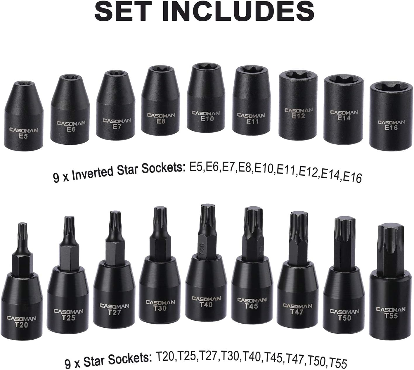 CASOMAN 87-Piece 3/8" Drive Master Impact Socket Set – SAE & Metric CR-MO Steel