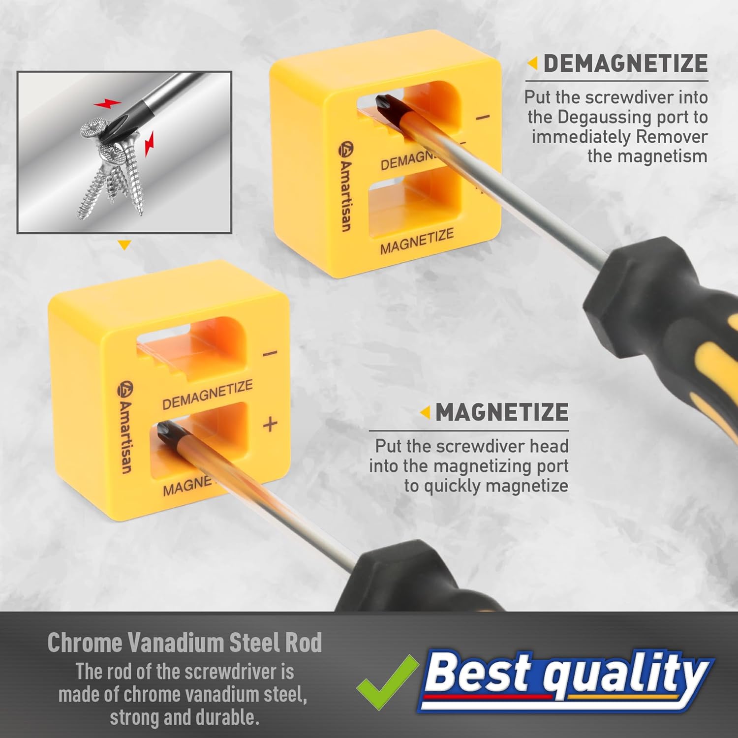 Amartisan 43-Piece Magnetic Screwdriver Set – CR-V Steel with Case, Bits & Magnetizer