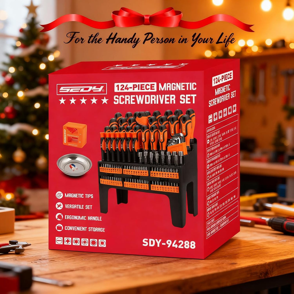 SEDY 124-Piece Magnetic Screwdriver Set – Complete Tool Kit with Ratchet, Bits, Allen Keys & Storage