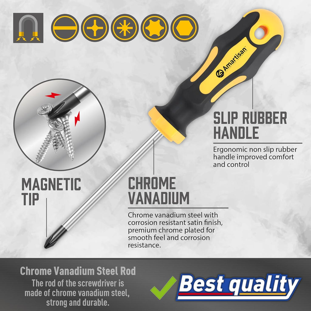 Amartisan 43-Piece Magnetic Screwdriver Set – CR-V Steel with Case, Bits & Magnetizer