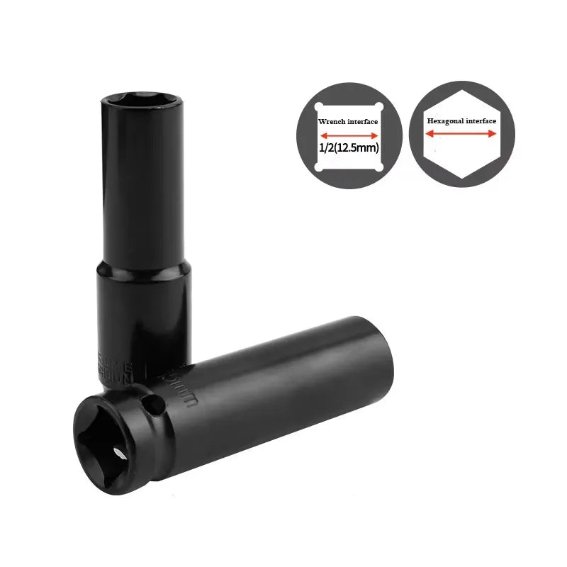 10pc 1/2" Drive Deep Impact Socket Set – CR-V Steel 8-24mm Metric with Storage Case