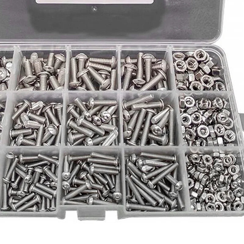 304 Stainless Steel Hex Socket Screw & Nut Assortment Kit | M3 M4 M5 | 500pc