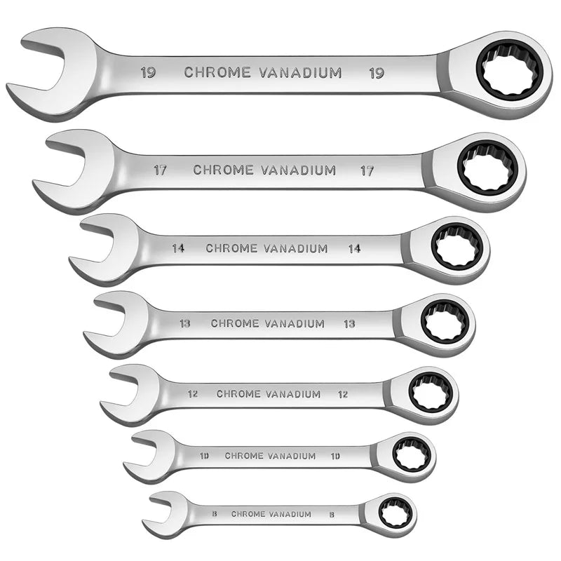 Venmess 12-Point Ratcheting Wrench Set – CR-V 72-Tooth 5° Swing Metric 8-22mm