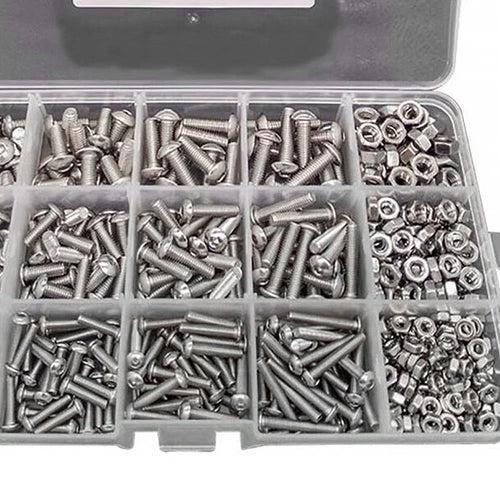 304 Stainless Steel Hex Socket Screw & Nut Assortment Kit | M3 M4 M5 | 500pc