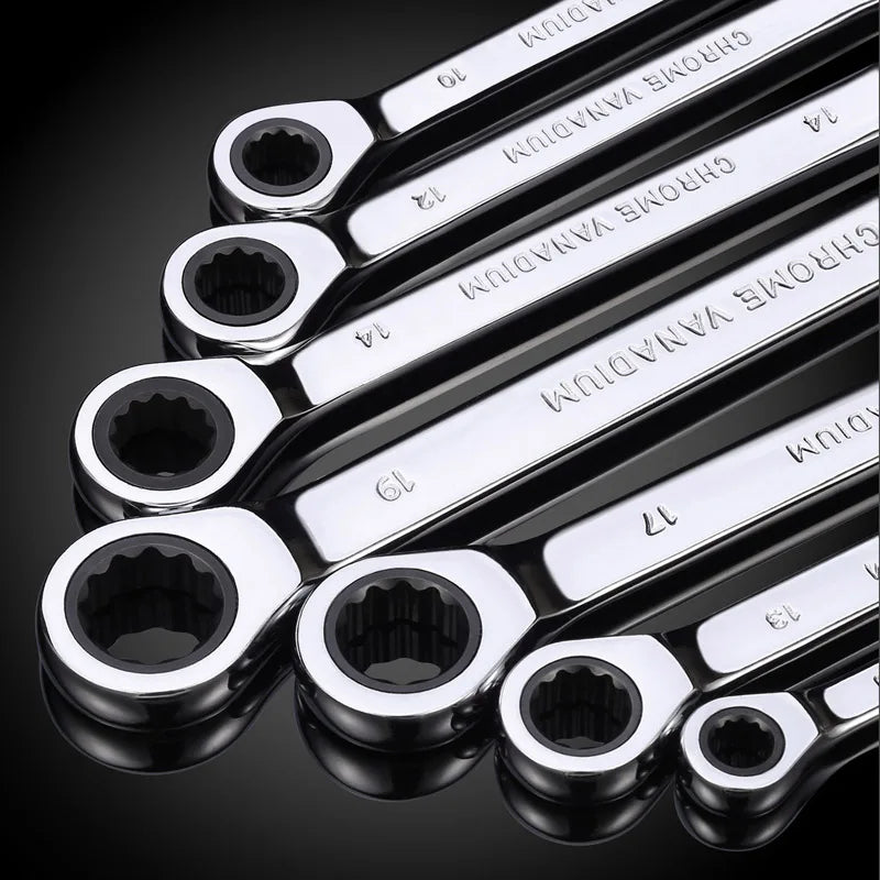 Venmess 12-Point Ratcheting Wrench Set – CR-V 72-Tooth 5° Swing Metric 8-22mm