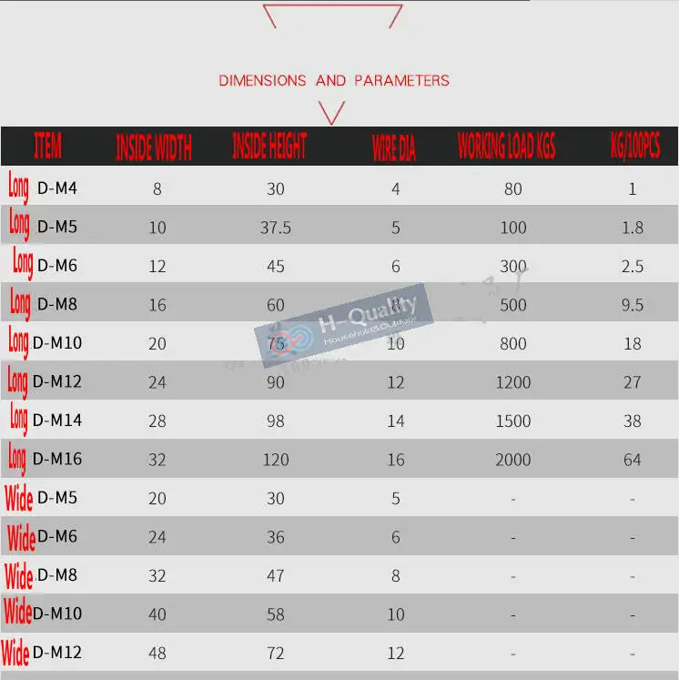 Stainless Steel D Shackle – Long & Wide (M4–M14)