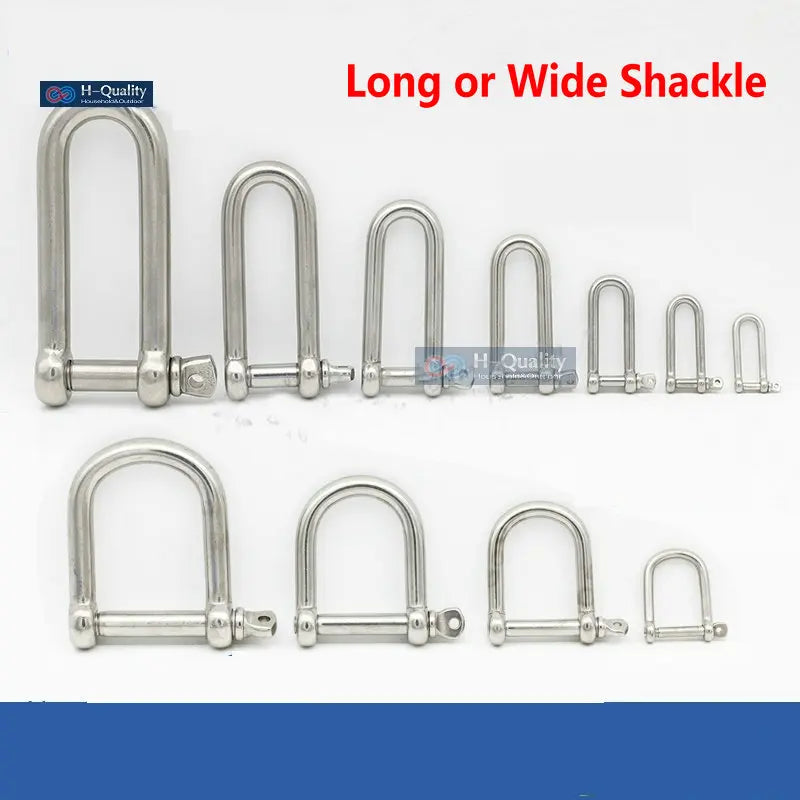 Stainless Steel D Shackle – Long & Wide (M4–M14)