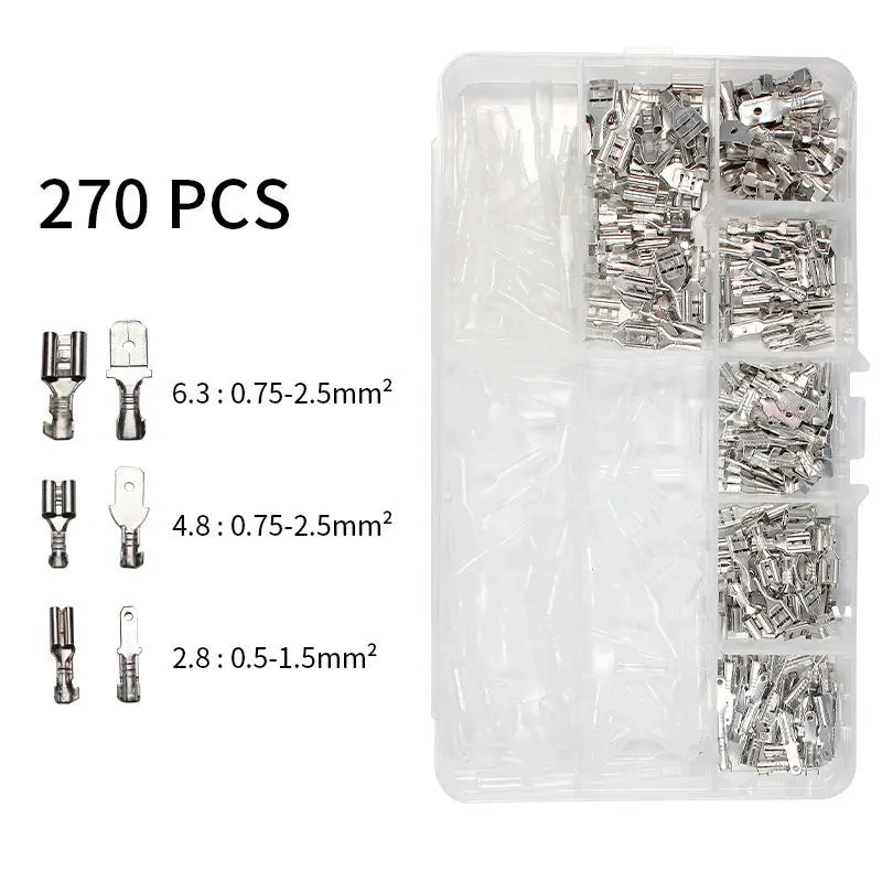Insulated Crimp Terminal & Spade Connector Kit – 2.8/6.3mm (135 to 1000pcs)