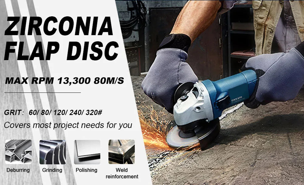 SI FANG 115mm T27 Zirconia Flap Discs – 40/60/80/120 Grit for Angle Grinder (2/5/10 Pack)