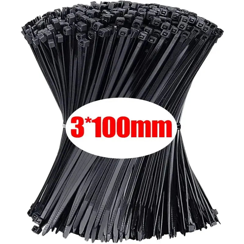 Nylon Cable Ties – Self-Locking Zip Ties, Black & White, 3–4mm Width, 100–1000pc Packs