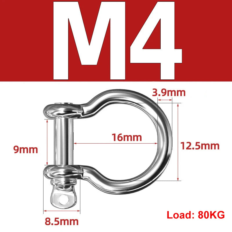 304 Stainless Steel Shackles – D-Ring & Bow (M4–M16)
