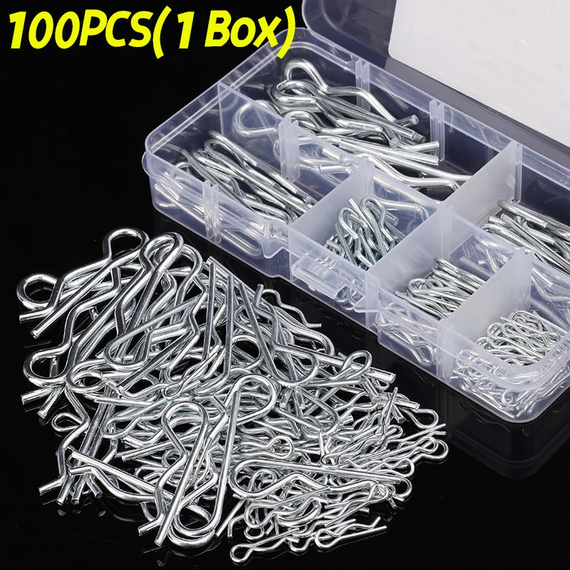 Steel R-Type Cotter Pin Kit – Heavy-Duty Spring Retaining Pins (100 or 200 Pack)