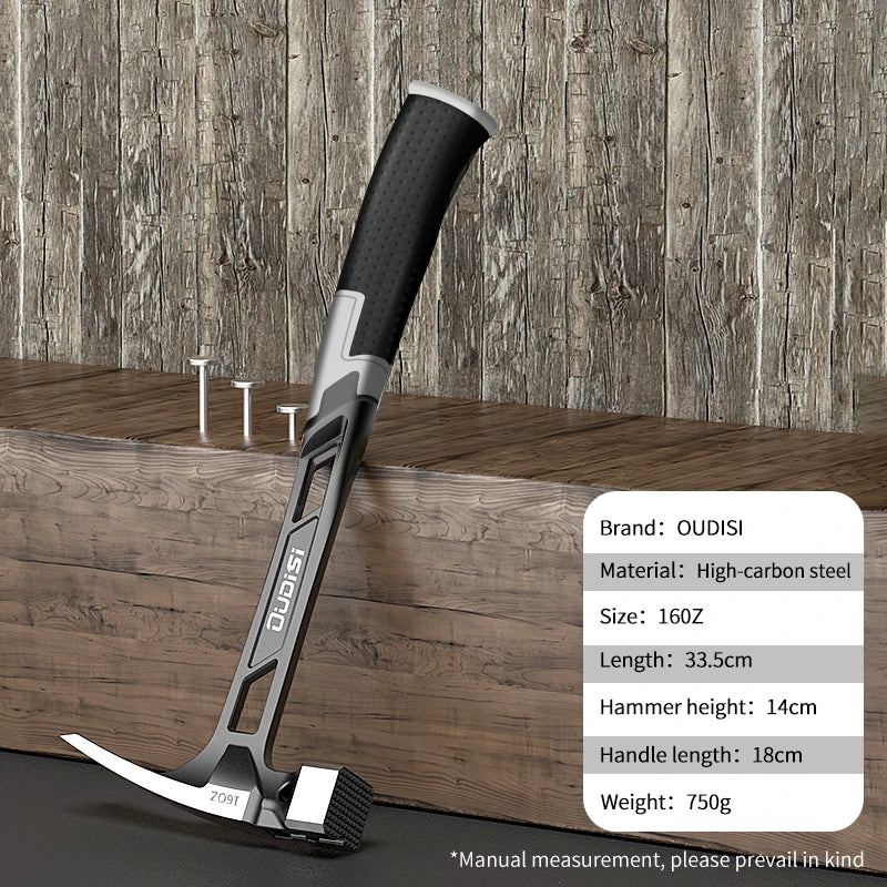Deli Magnetic Claw Hammer – Shockproof High Carbon Steel with Non-Slip Rubber Handle