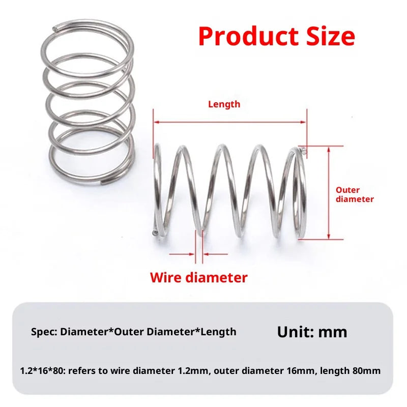 304 Stainless Steel Compression Spring Assortment Kit – 200pcs / 40 Sizes