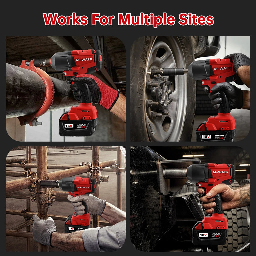 M-WALK 18V Brushless Cordless Impact Wrench – 1300Nm, 1/2" Drive, Milwaukee M18 Compatible (Tool Only)