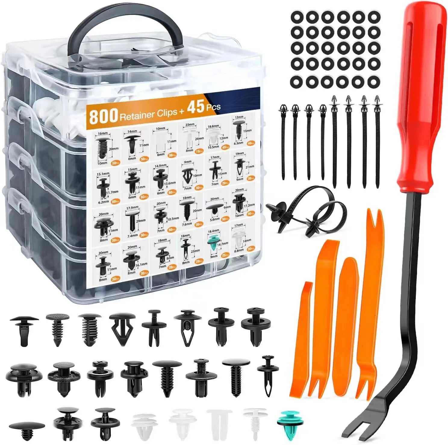 Car Fastener Clip Kit – Push Retainer Pins & Rivets (100 to 925 pcs)