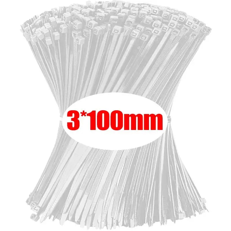 Nylon Cable Ties – Self-Locking Zip Ties, Black & White, 3–4mm Width, 100–1000pc Packs