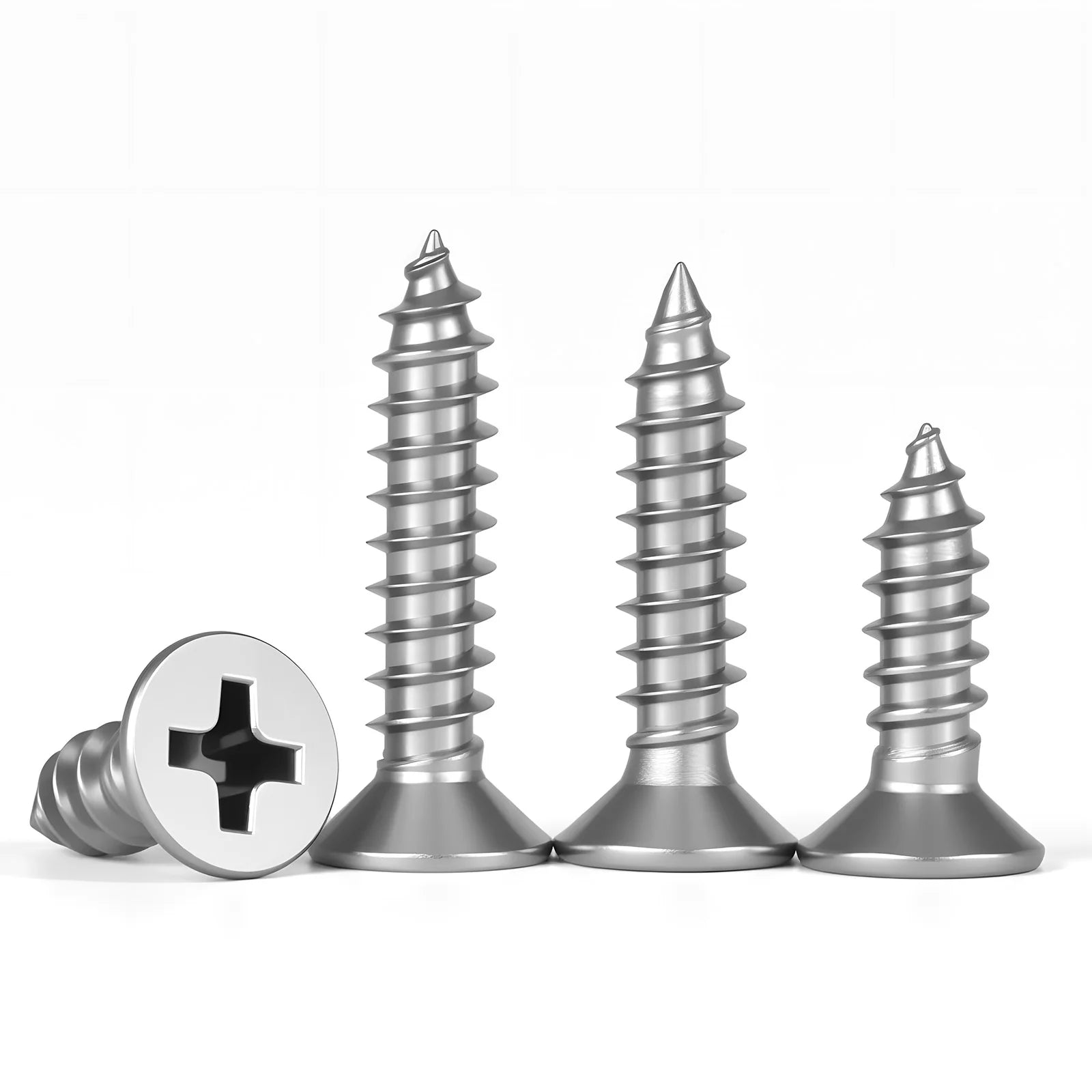304 Stainless Steel Phillips Flat Head Self-Tapping Screws | M1.2–M8 | Multiple Lengths | Wood & Furniture