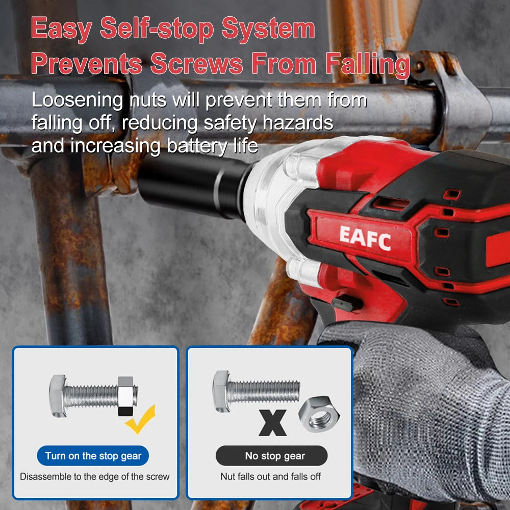 EAFC 350Nm Brushless Cordless Impact Wrench | USB Rechargeable | 30Wh & 60Wh | LED Light