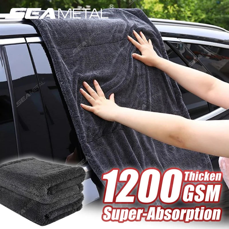 SEAMETAL 1200GSM Microfiber Car Detailing Towel | Ultra-Soft Scratch-Free | 3 Sizes | Gray, Red & Blue