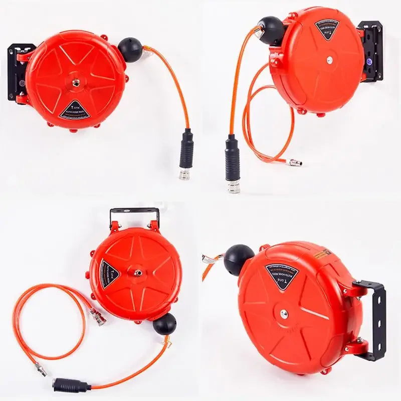 10M Auto-Rewind Air Hose Reel – Wall Mounted with Swivel Bracket & Quick Coupler