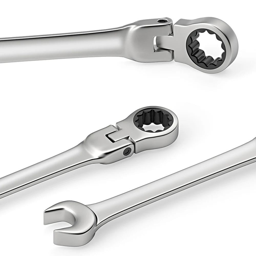 WOZOBUY Flex-Head Ratchet Wrench Set – 6-22mm Chrome Vanadium 72-Tooth with Canvas Bag