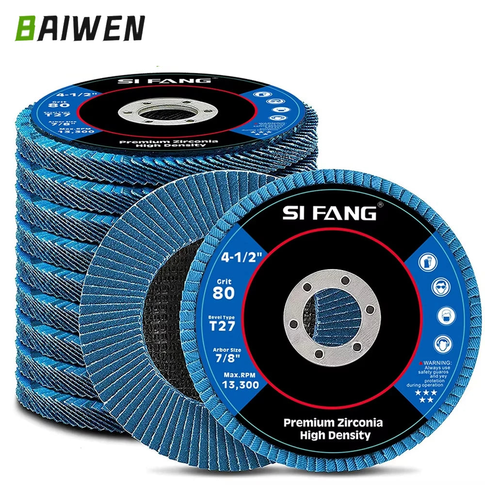 SI FANG 115mm T27 Zirconia Flap Discs – 40/60/80/120 Grit for Angle Grinder (2/5/10 Pack)