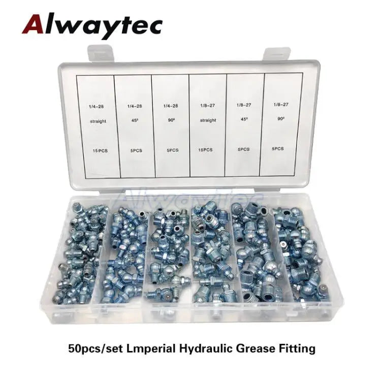 Hydraulic Grease Nipple Zerk Fitting Set – 50pc or 110pc Zinc-Plated Steel (Metric & Imperial)