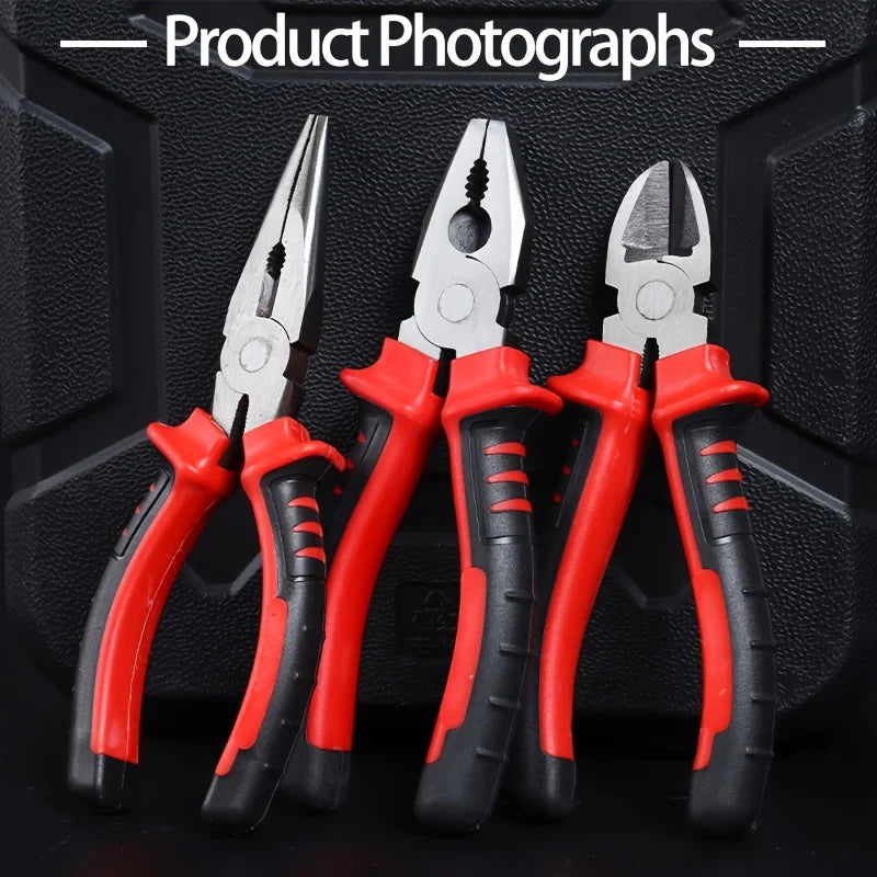 6" Chrome Vanadium Electrical Pliers – Wire Cutters, Needle Nose & Angled