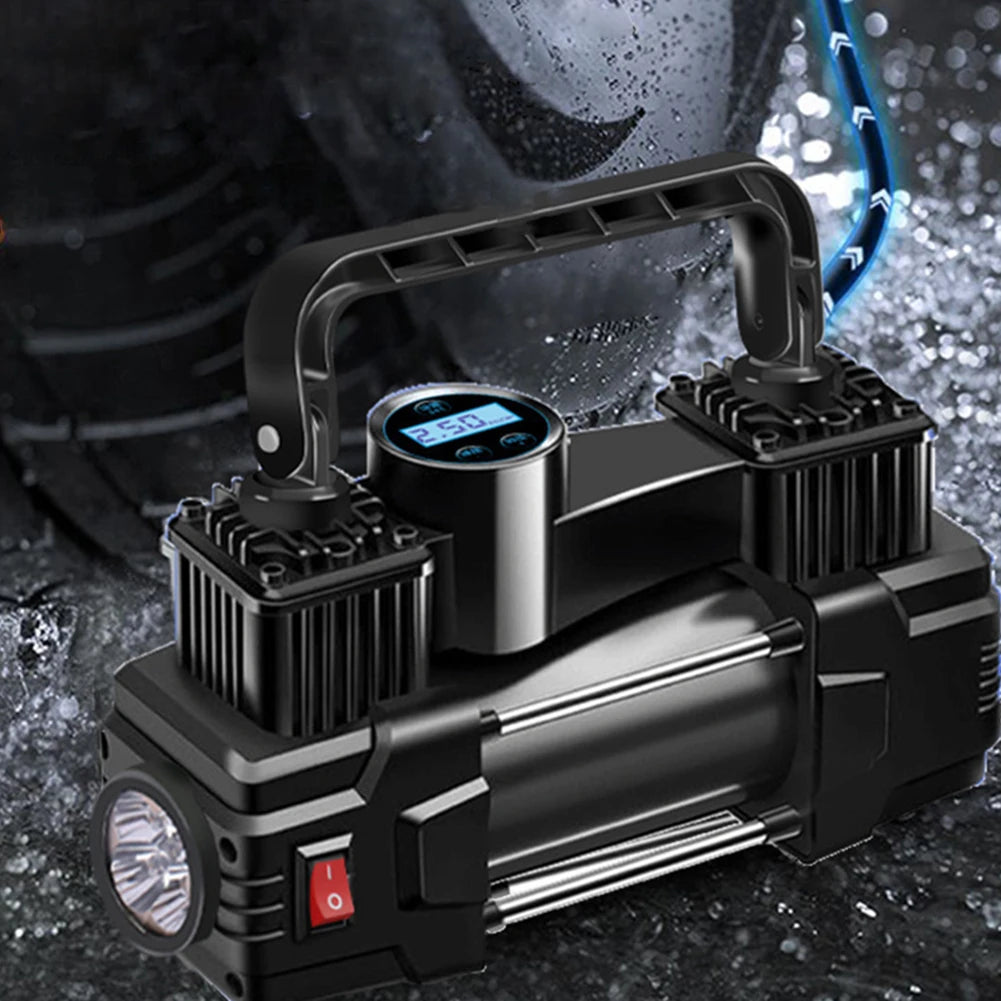 Shunmaii 12V 150PSI Dual Cylinder Tyre Inflator – Heavy Duty Electric Air Pump with LED Light