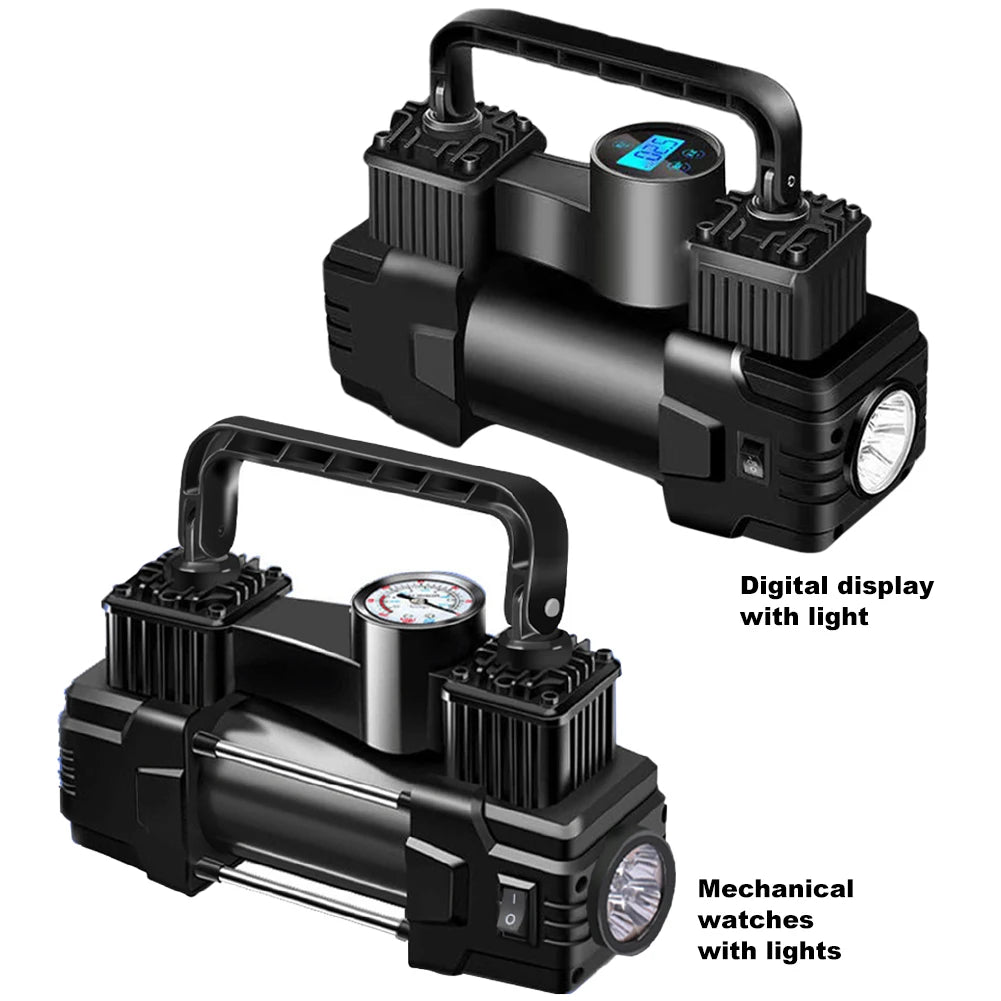Shunmaii 12V 150PSI Dual Cylinder Tyre Inflator – Heavy Duty Electric Air Pump with LED Light