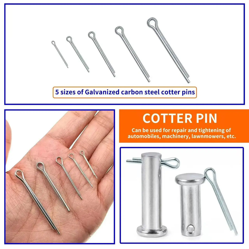 175-Piece Stainless Steel Pin Assortment Kit – Cotter, Spring, Taper, Keyway & Flat Key Pins