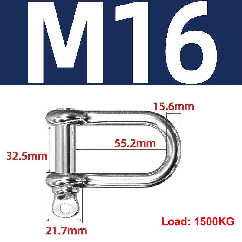 304 Stainless Steel Shackles – D-Ring & Bow (M4–M16)