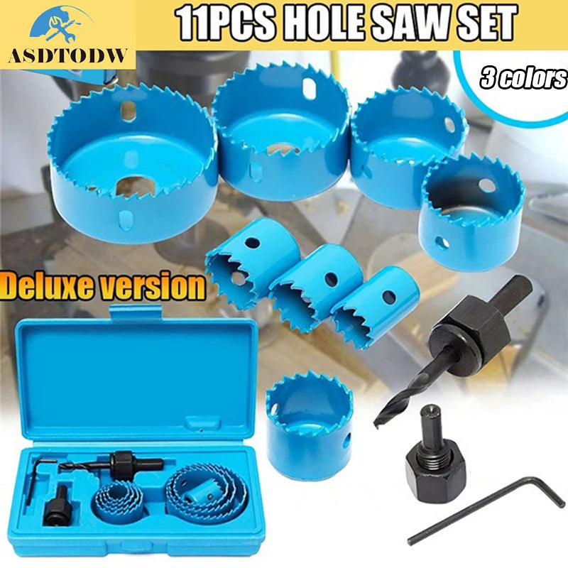 11pc Carbon Steel Hole Saw Set 19–64mm with Case