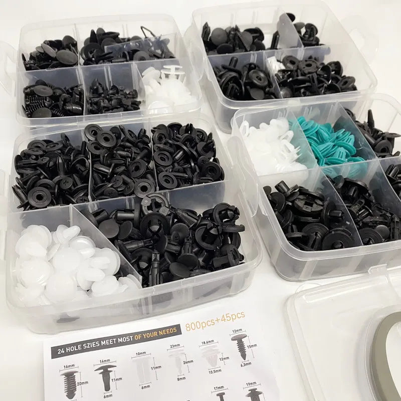 Car Fastener Clip Kit – Push Retainer Pins & Rivets (100 to 925 pcs)