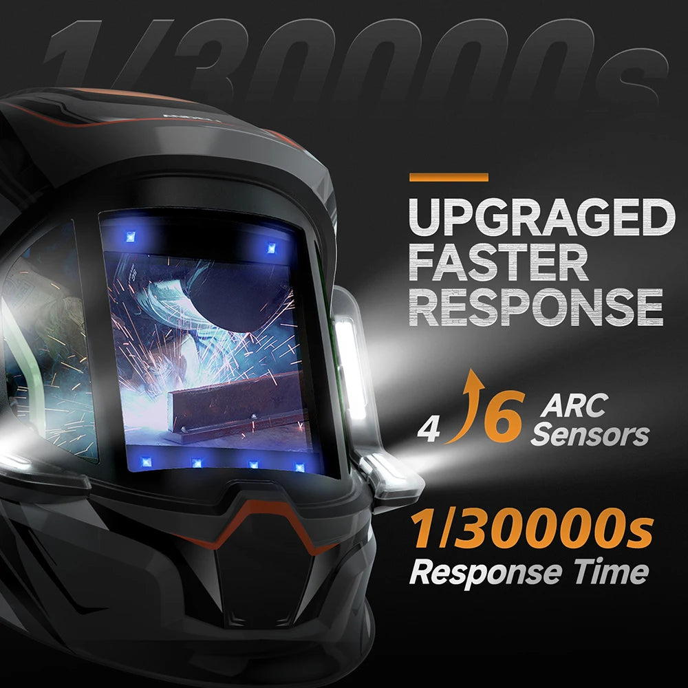 ANDELI Auto-Darkening Welding Helmet | 6 Arc Sensors | 1/1/1/2 Optic | Large View | CE Certified