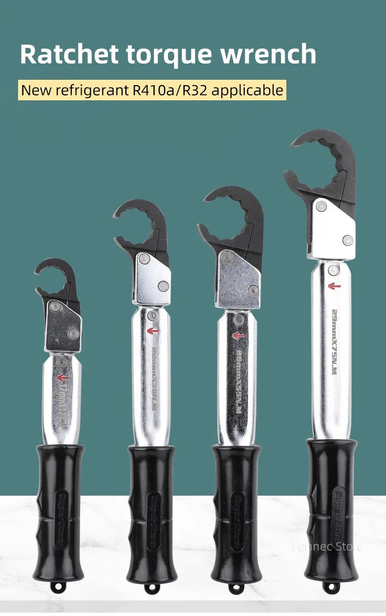 High-Precision Ratchet Torque Wrench Set – Open Type, Air Conditioning & Spark Plug Repair (17–29mm)