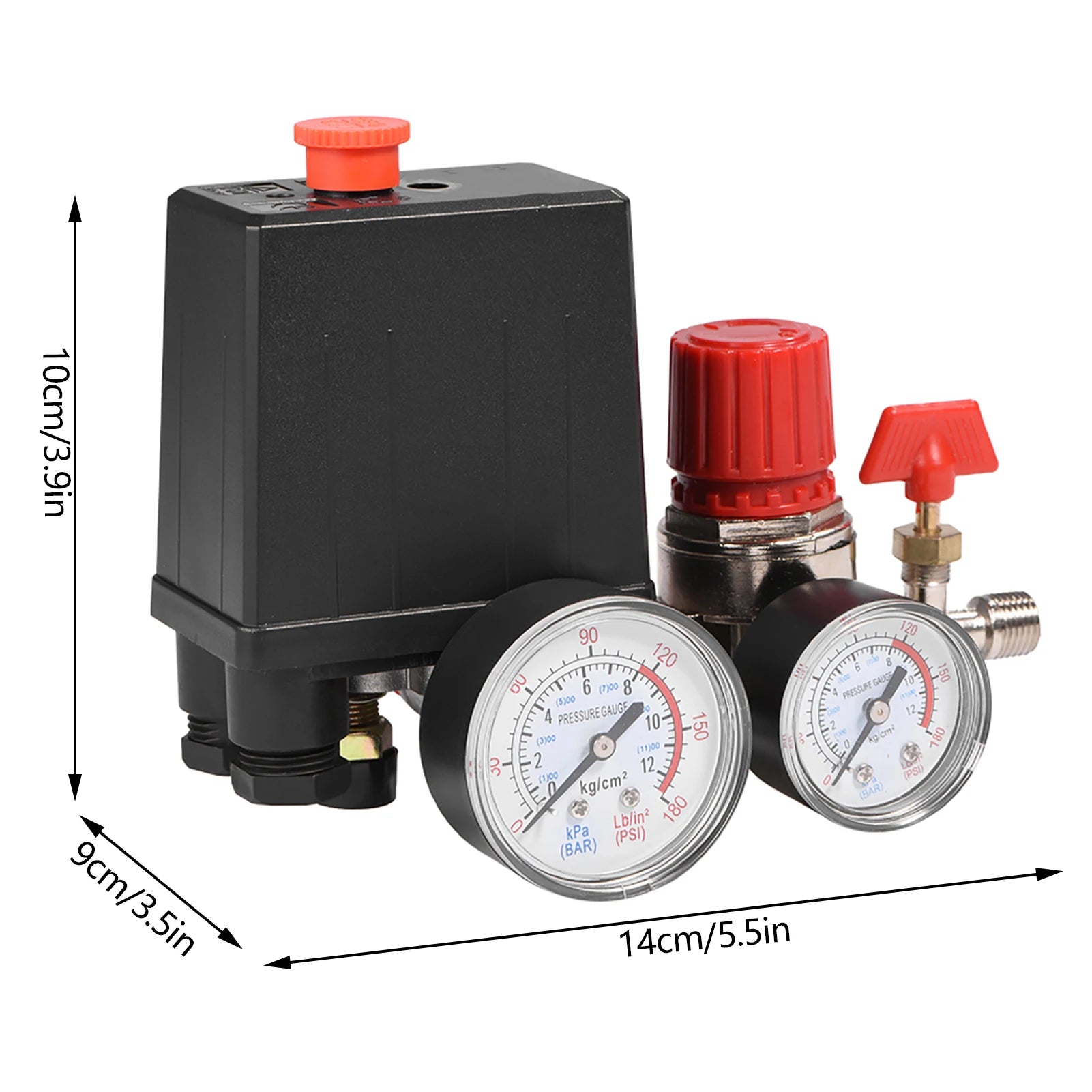 Air Compressor Pressure Switch & Control Valve Regulator with Gauges