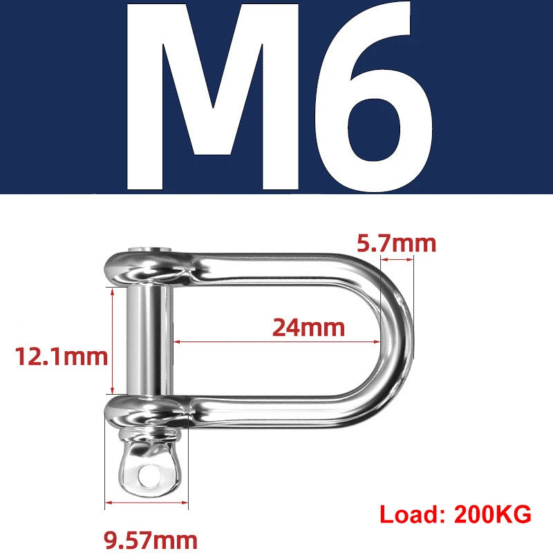 304 Stainless Steel Shackles – D-Ring & Bow (M4–M16)