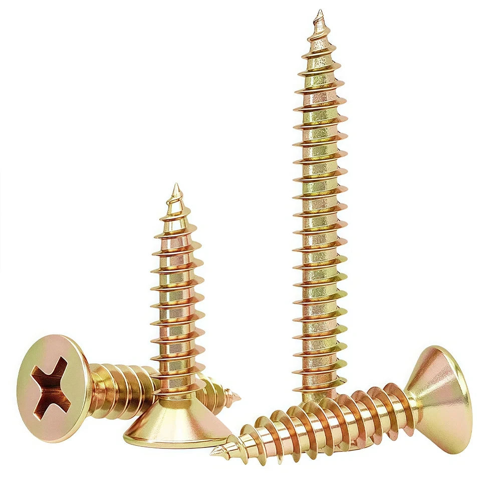 Zinc Phillips Flat Head Chipboard & Fiberboard Screws | M3–M6 | Multiple Lengths