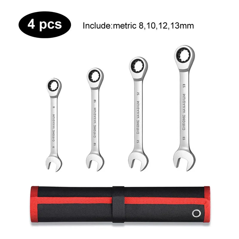 Venmess 12-Point Ratcheting Wrench Set – CR-V 72-Tooth 5° Swing Metric 8-22mm