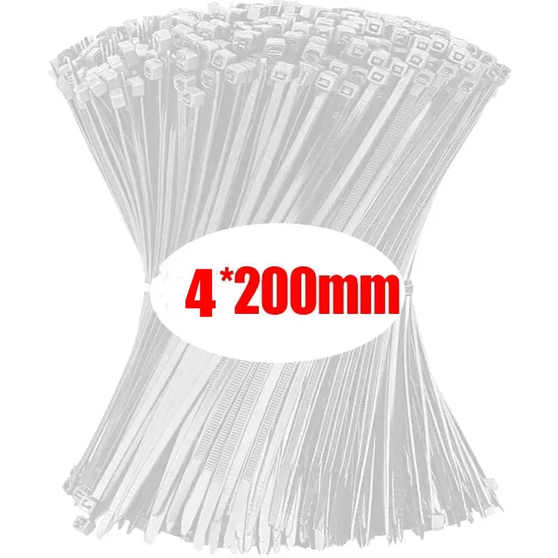 Nylon Cable Ties – Self-Locking Zip Ties, Black & White, 3–4mm Width, 100–1000pc Packs