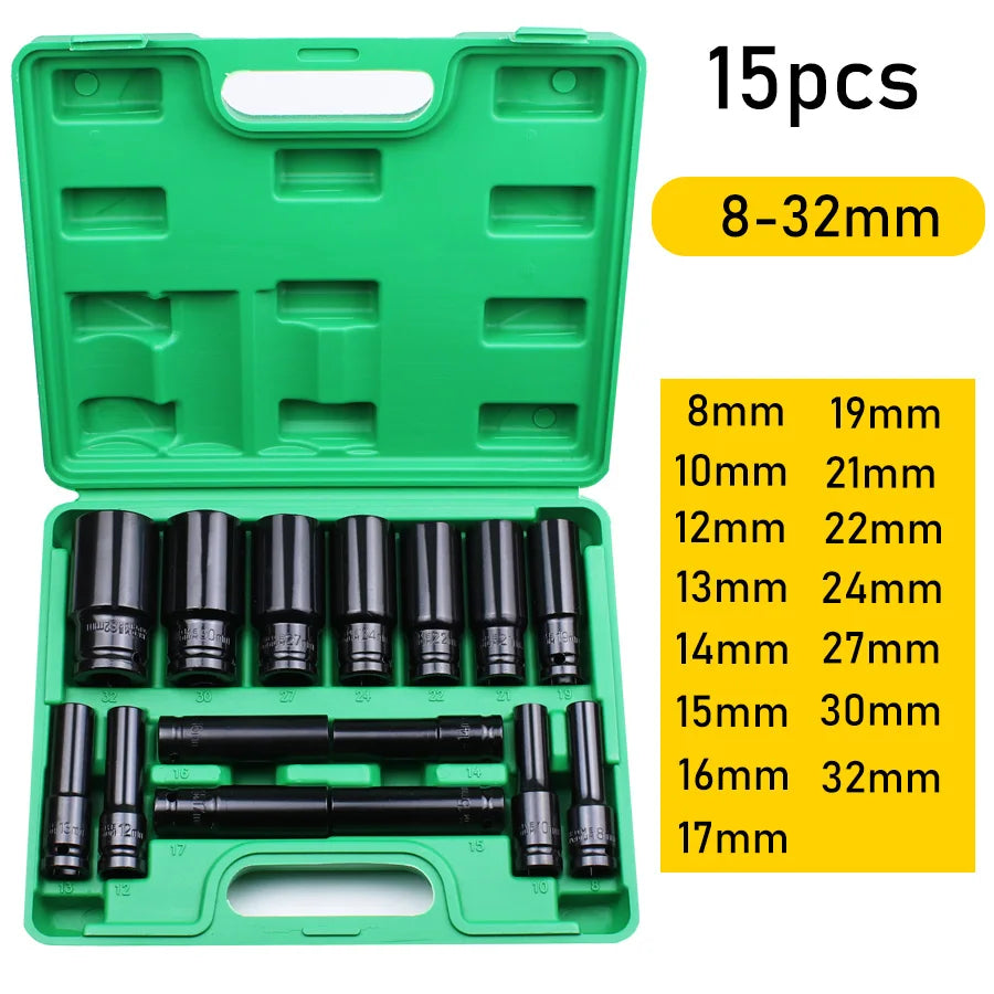 1/2" Drive Impact Socket Set | 10, 15 & 20 Piece CR-V Metric Sets