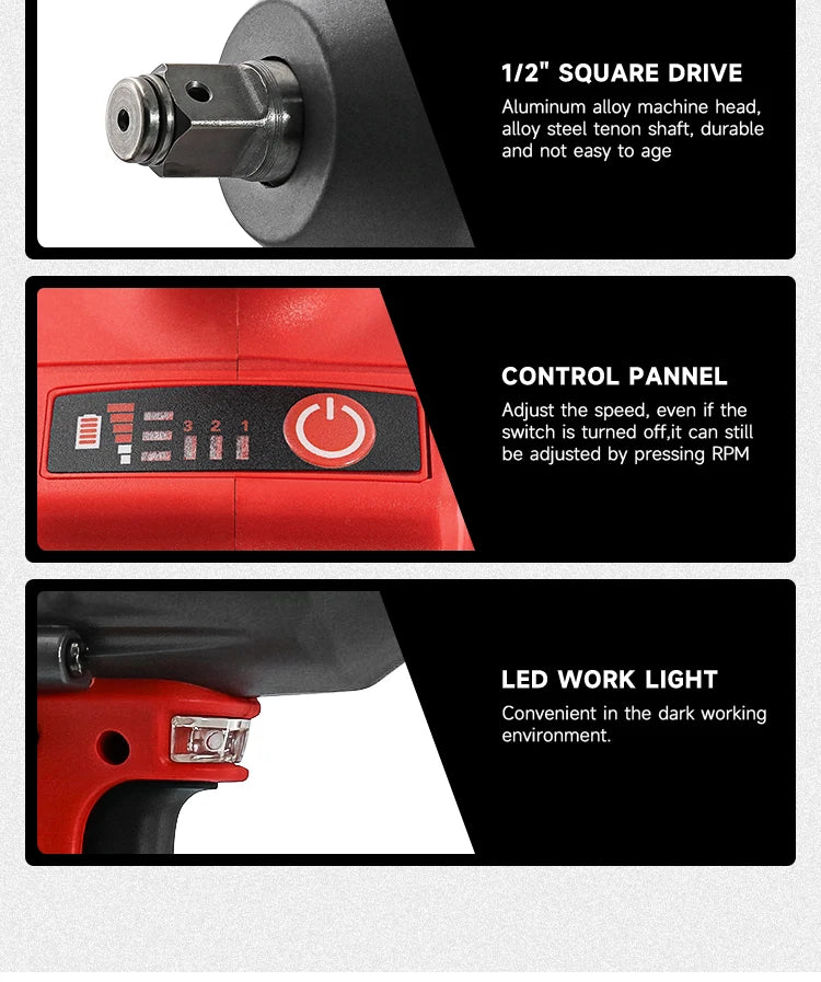 M-WALK 18V Brushless Cordless Impact Wrench – 1300Nm, 1/2" Drive, Milwaukee M18 Compatible (Tool Only)