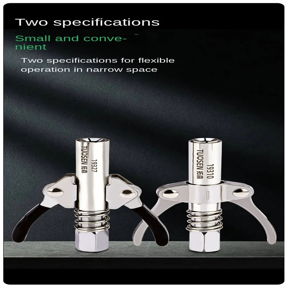Double Handle High-Pressure Grease Gun Coupler – Self-Locking Universal Nozzle 1/8 NPT