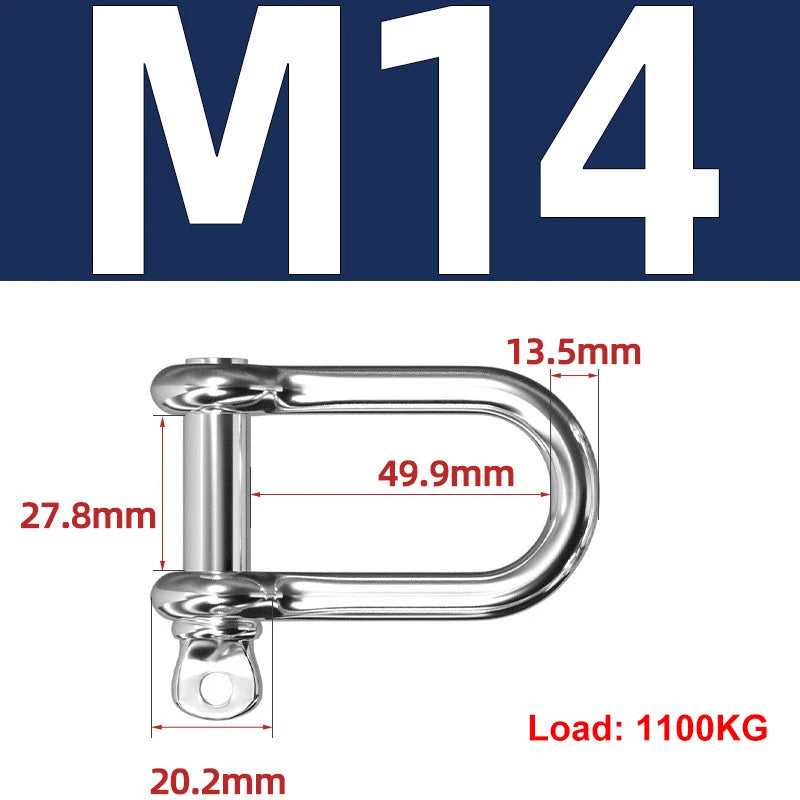 304 Stainless Steel Shackles – D-Ring & Bow (M4–M16)