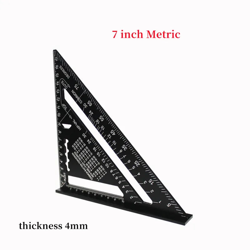 Triangle Ruler Set – 7" & 12" Alloy Metal Carpenter Square for Woodworking & Construction