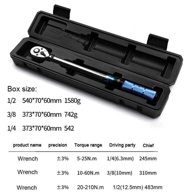 Realmote Bidirectional Ratchet Torque Wrench – 1/4", 3/8" & 1/2" Drive, ±3% Precision, CR-V Steel