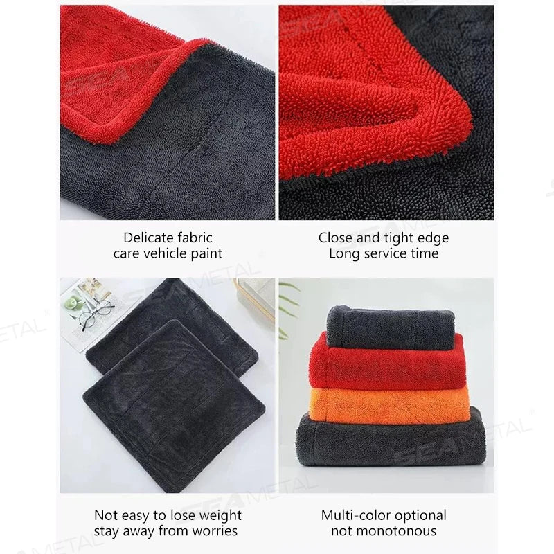 SEAMETAL 1200GSM Microfiber Car Detailing Towel | Ultra-Soft Scratch-Free | 3 Sizes | Gray, Red & Blue