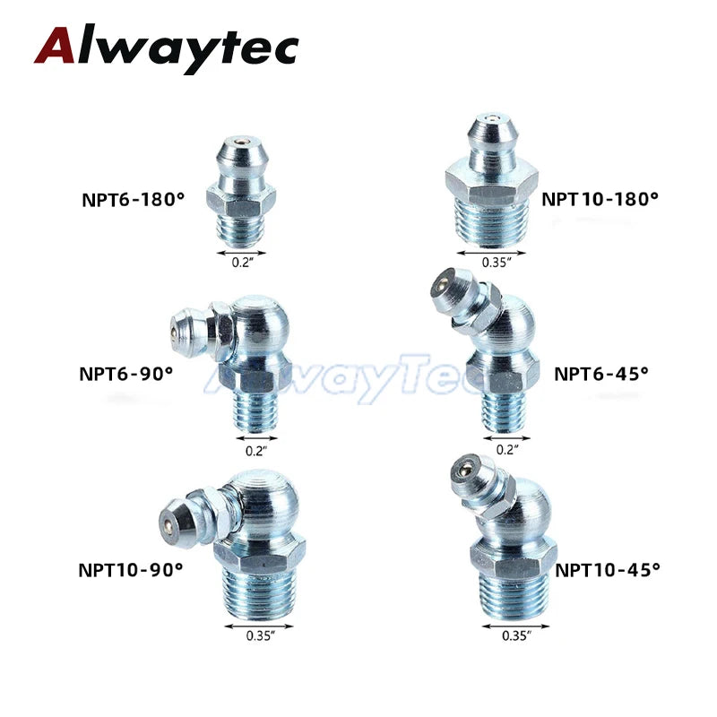 Hydraulic Grease Nipple Zerk Fitting Set – 50pc or 110pc Zinc-Plated Steel (Metric & Imperial)